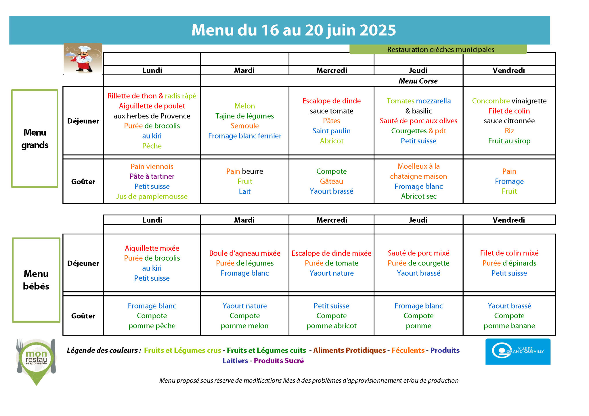 menu crèches