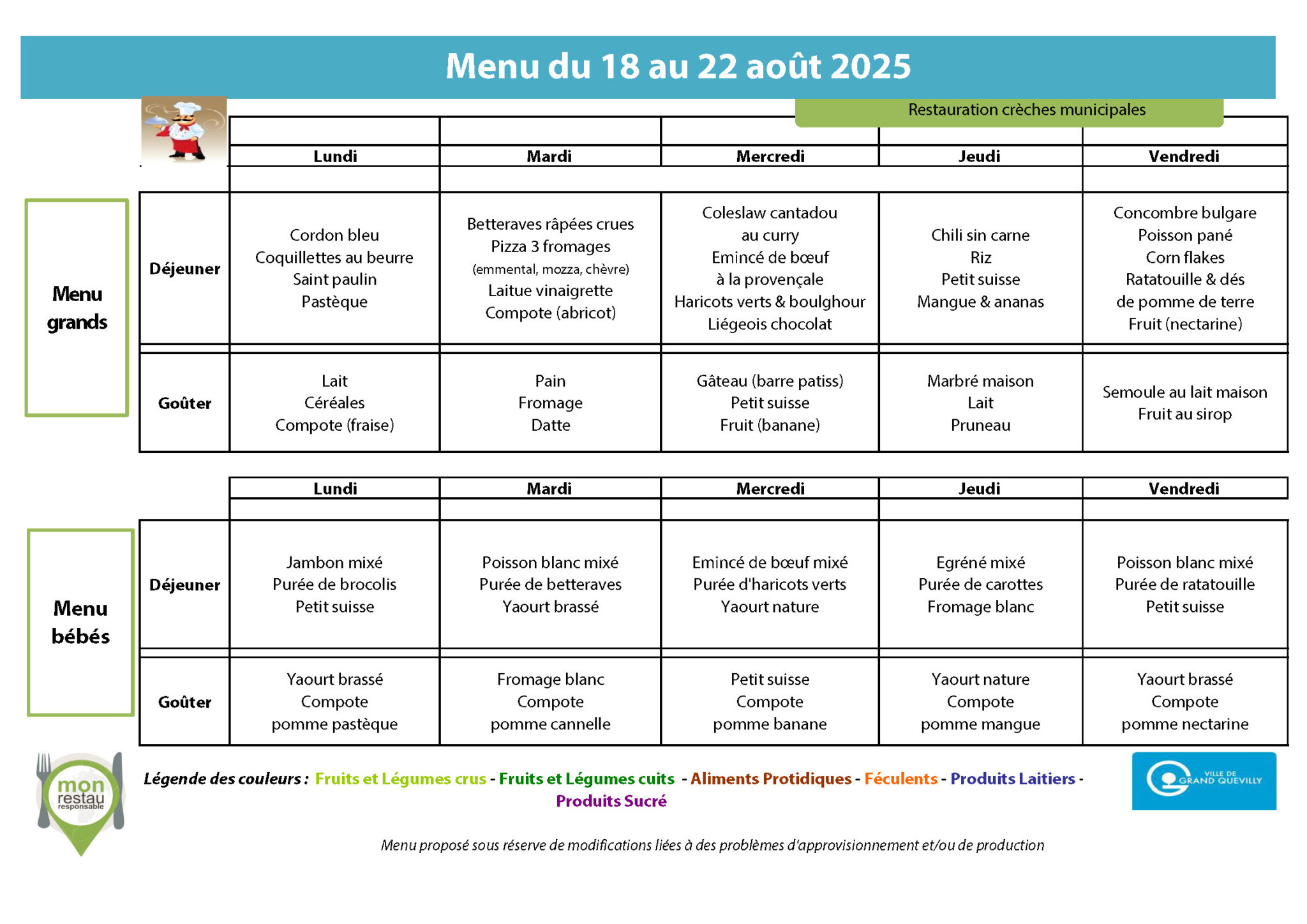 menu crèches