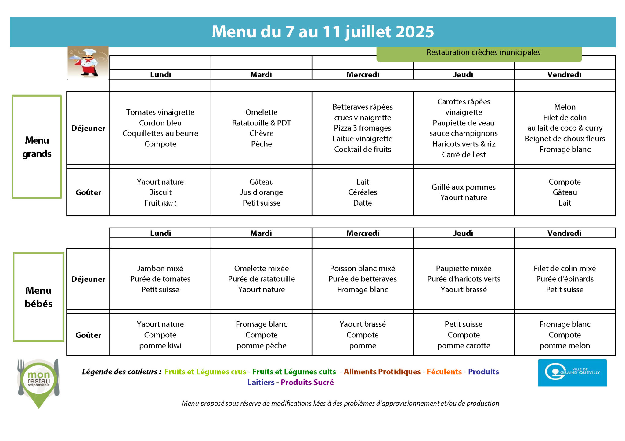 menu crèches