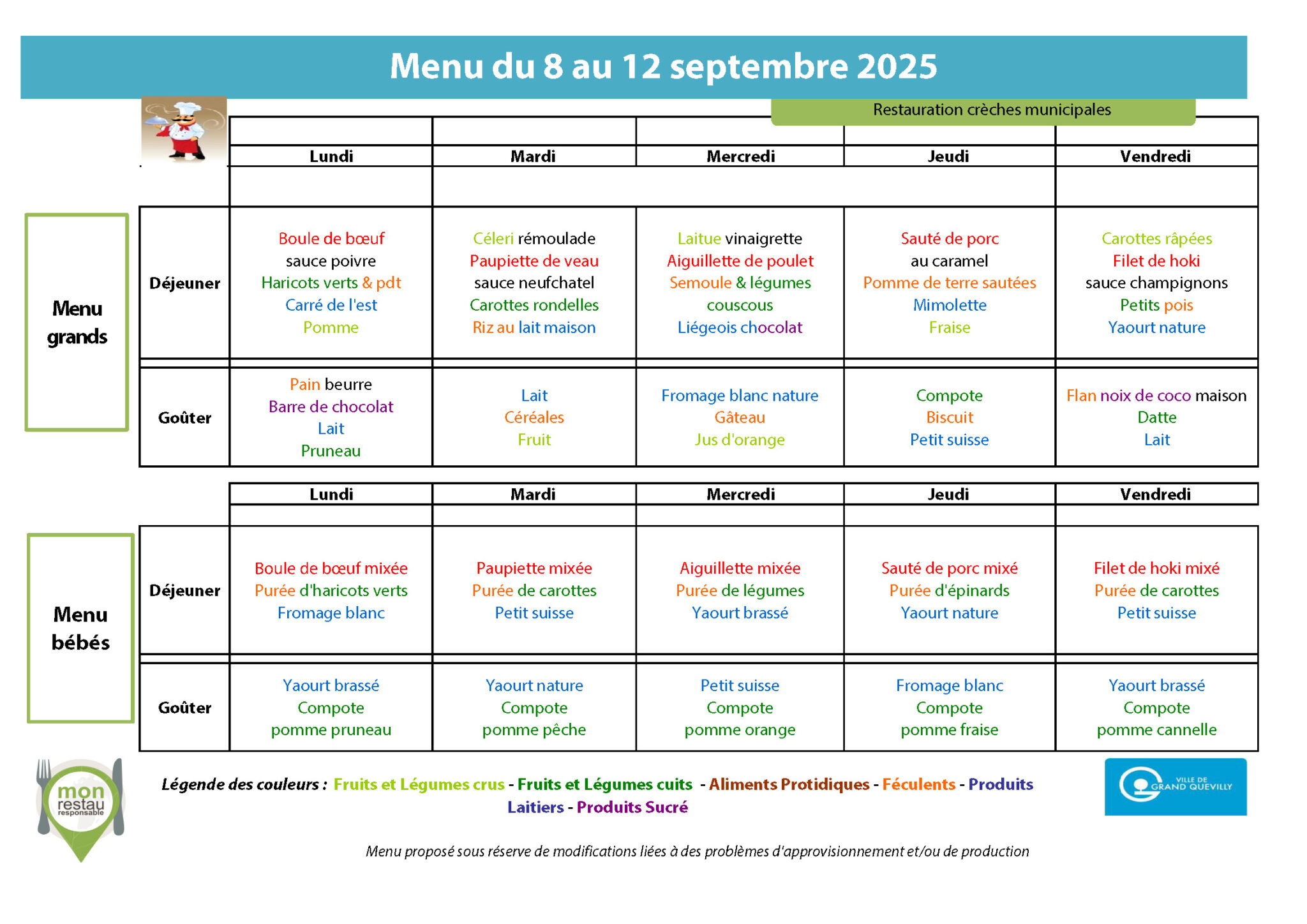 menu crèches