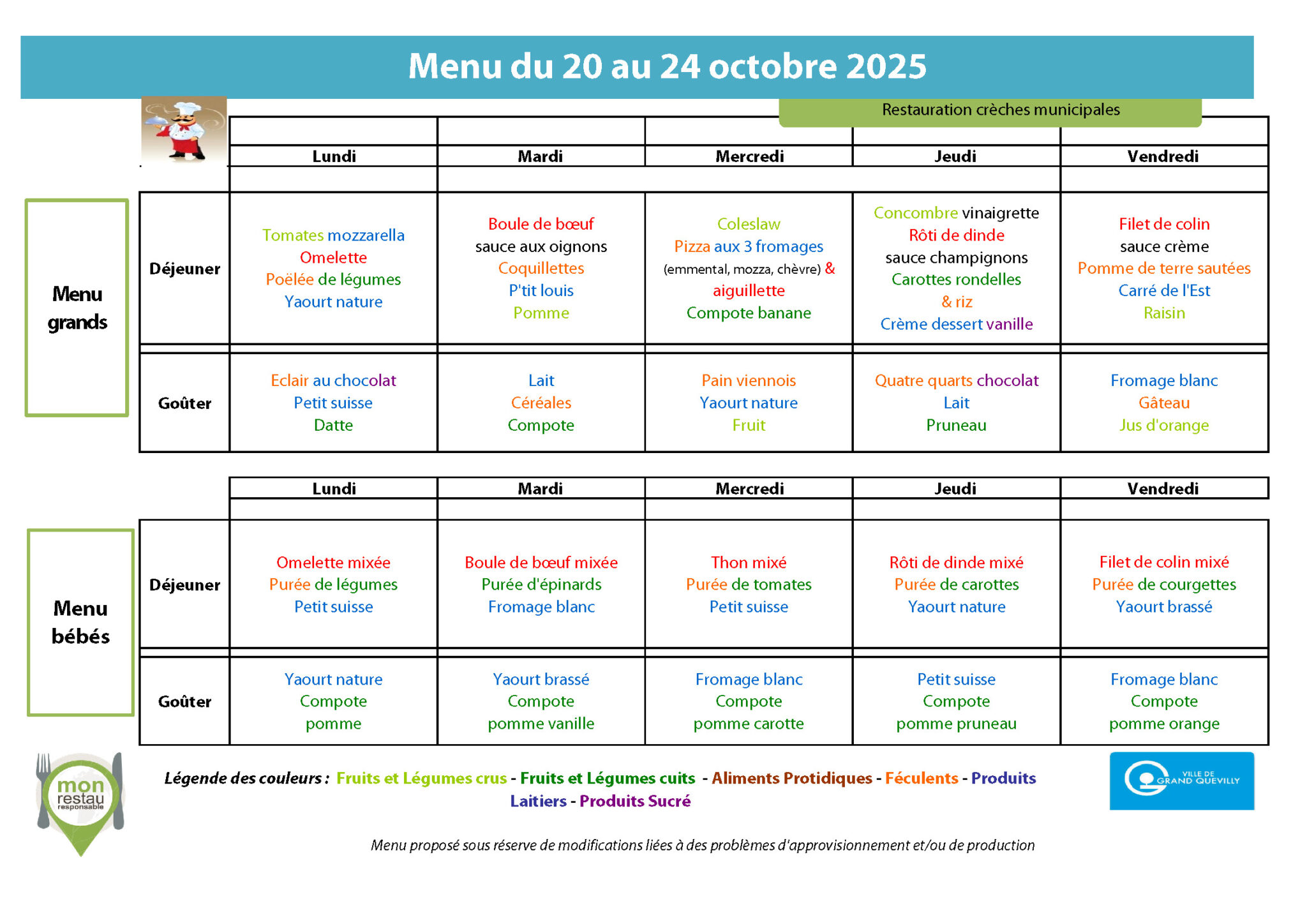 menu crèches